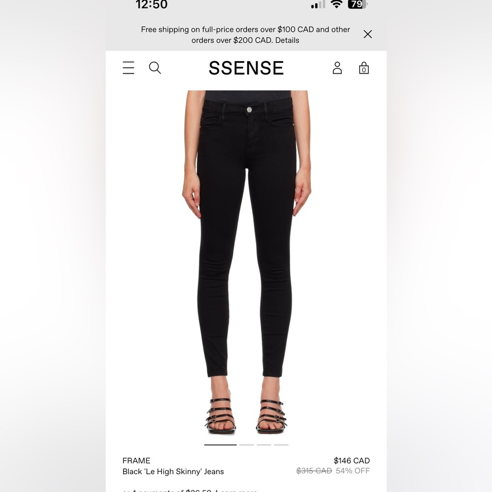 Frame Jeans Black Skinny Sz 28